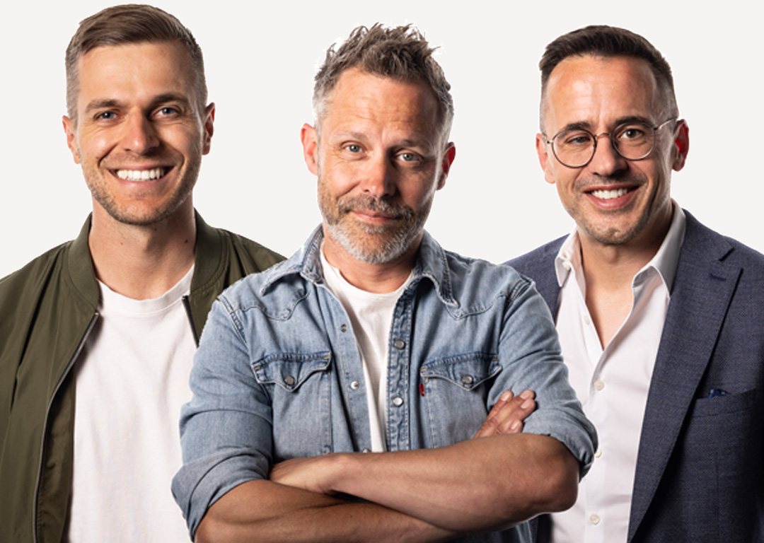 Die Gründer der Berner Agentur Lucky Lark: Simon Moser, Michel Schelker und Nik Eugster